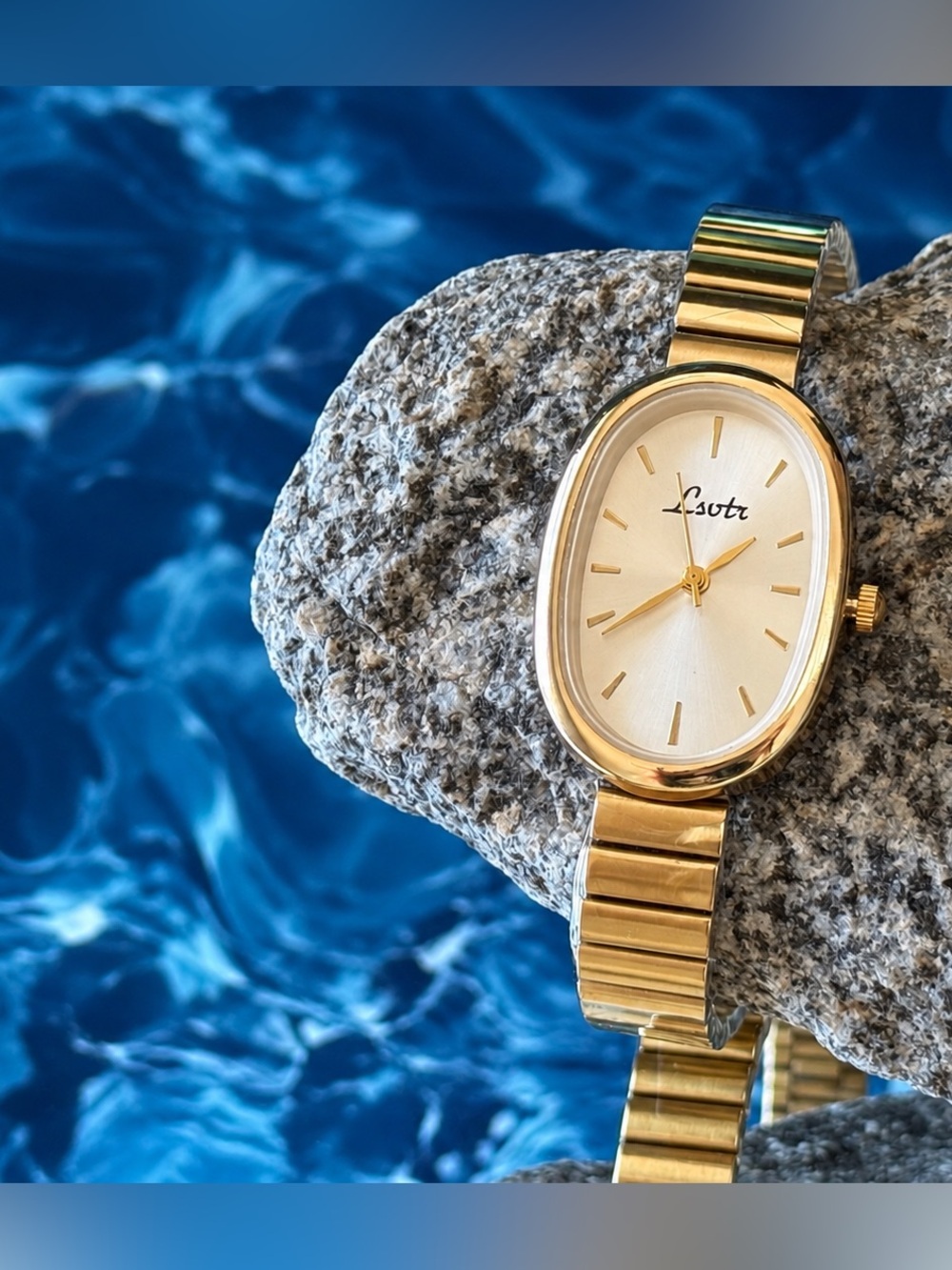 Gold-Tone Oval Bracelet Watch